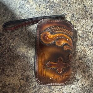 Leather zippered wallet